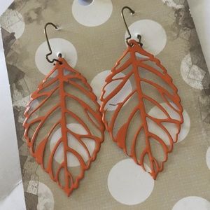 Feather-light Metal ORANGE LEAF Earrings